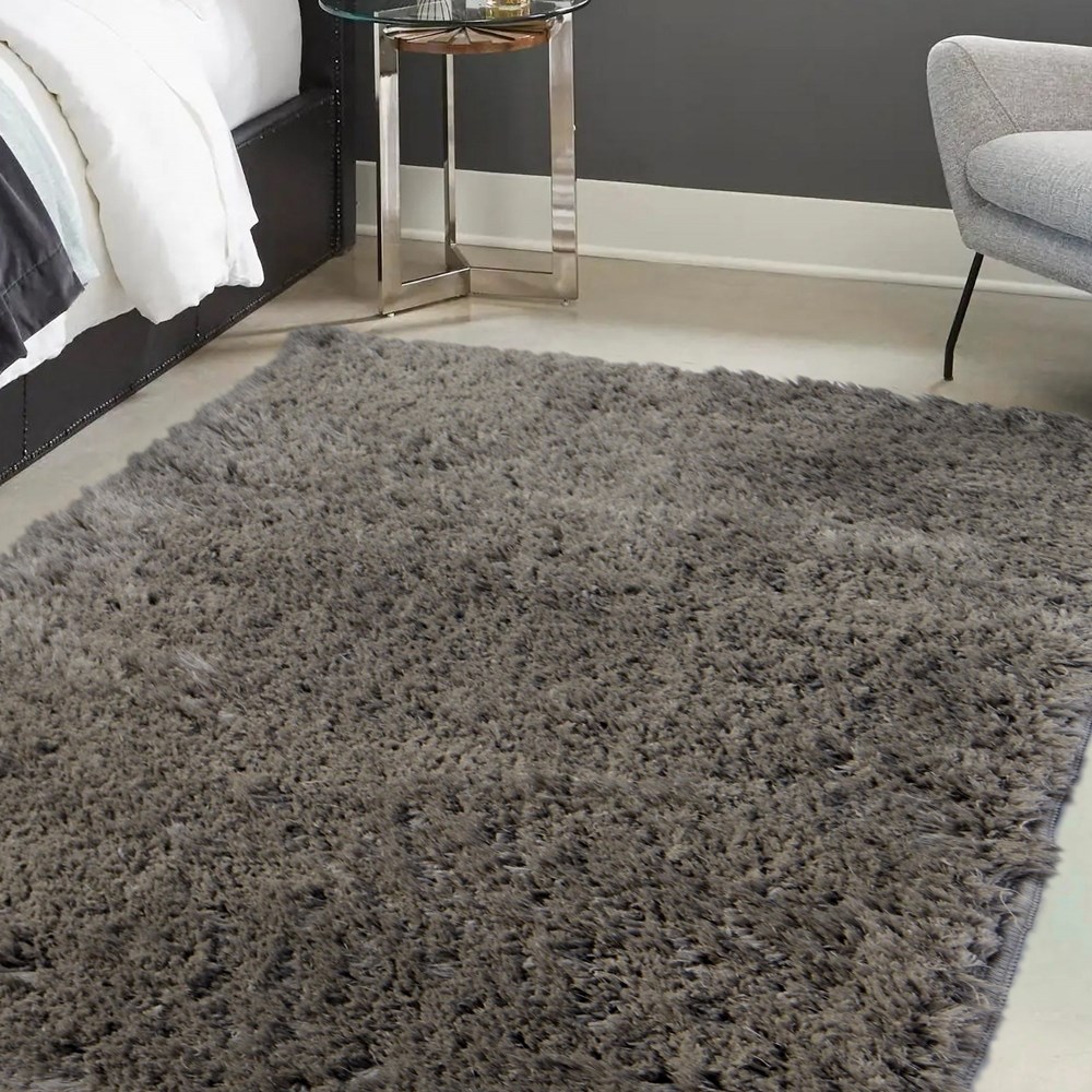 Soft Washable Cosy Modern Shaggy Rugs in Grey